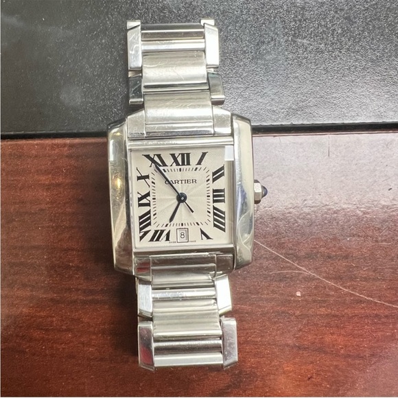 CARTIER TANK FRANCAISE AUTOMATIC STAINLESS STEEL 28mm WATCH - Picture 3 of 13